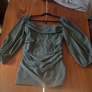 Elegant Teal Long Sleeve Dress